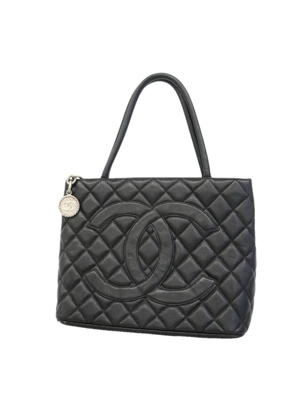 Chanel Tote Bag Reissue Caviar Leather Black Silver